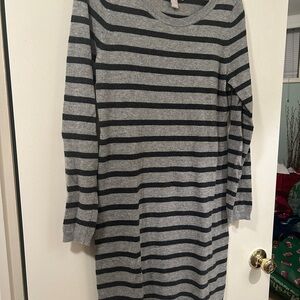 Banana Republic Gray and Black Striped Sweater